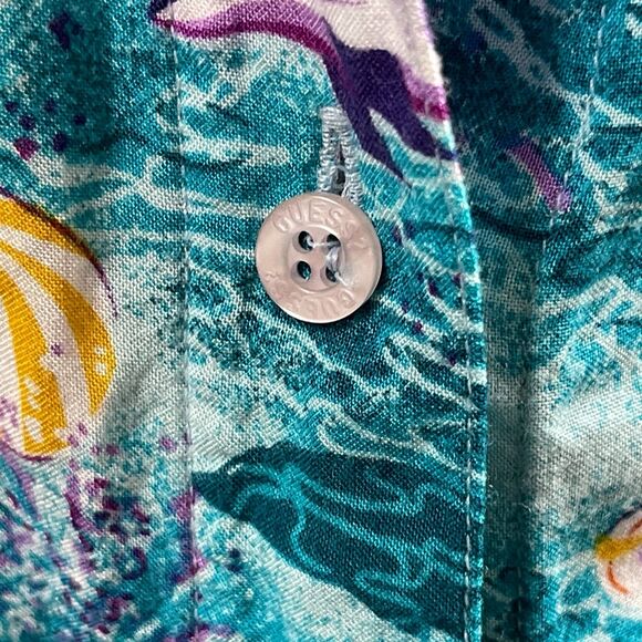 Guess by Georges Marciano Hawaiian Shirt Dolphins Ocean Size 4 Womens - Picture 5 of 10